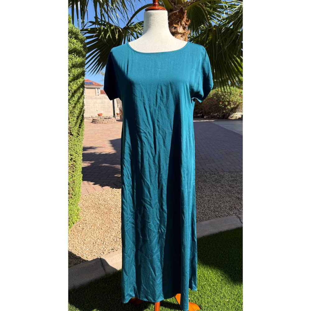 Pure Jill J.Jill Maxi Dress Tourmaline Teal Short Sleeve Pocket XSP Petite NEW